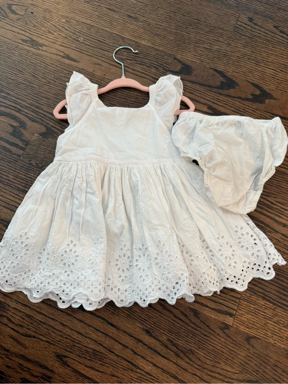 GAP White Eyelet Flutter-Sleeve Dress with Bloomer